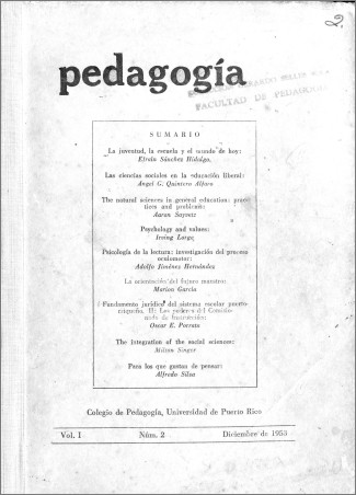 Pedagogía, vol. 1, núm. 2 (1953)