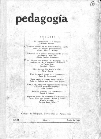 Pedagogía, vol. 2, núm. 1 (1954)